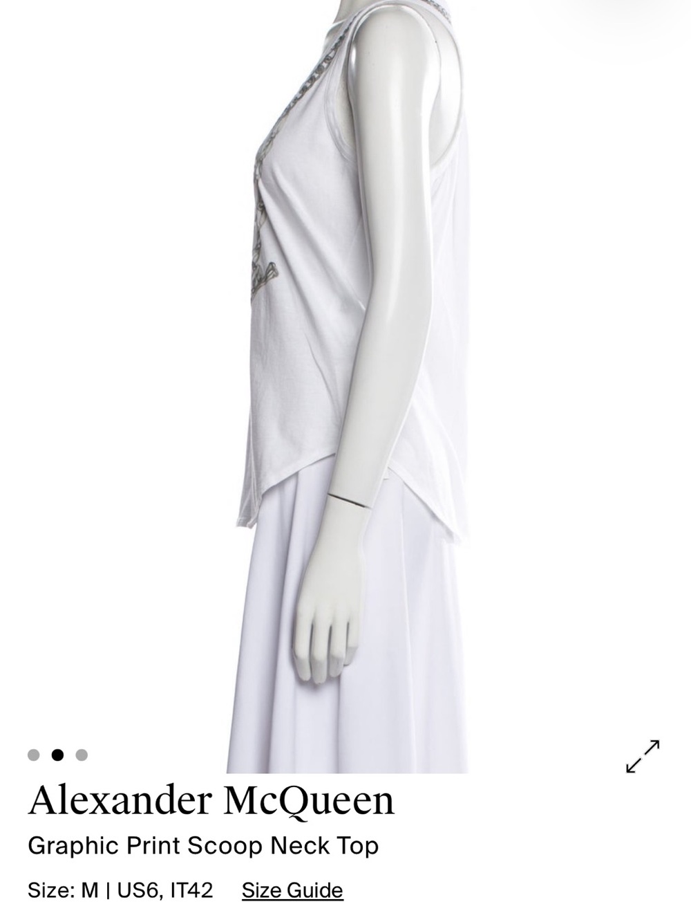 Alexander McQueen White Tank Top with Silver Skull Chain Graphic - Picture 2 of 9